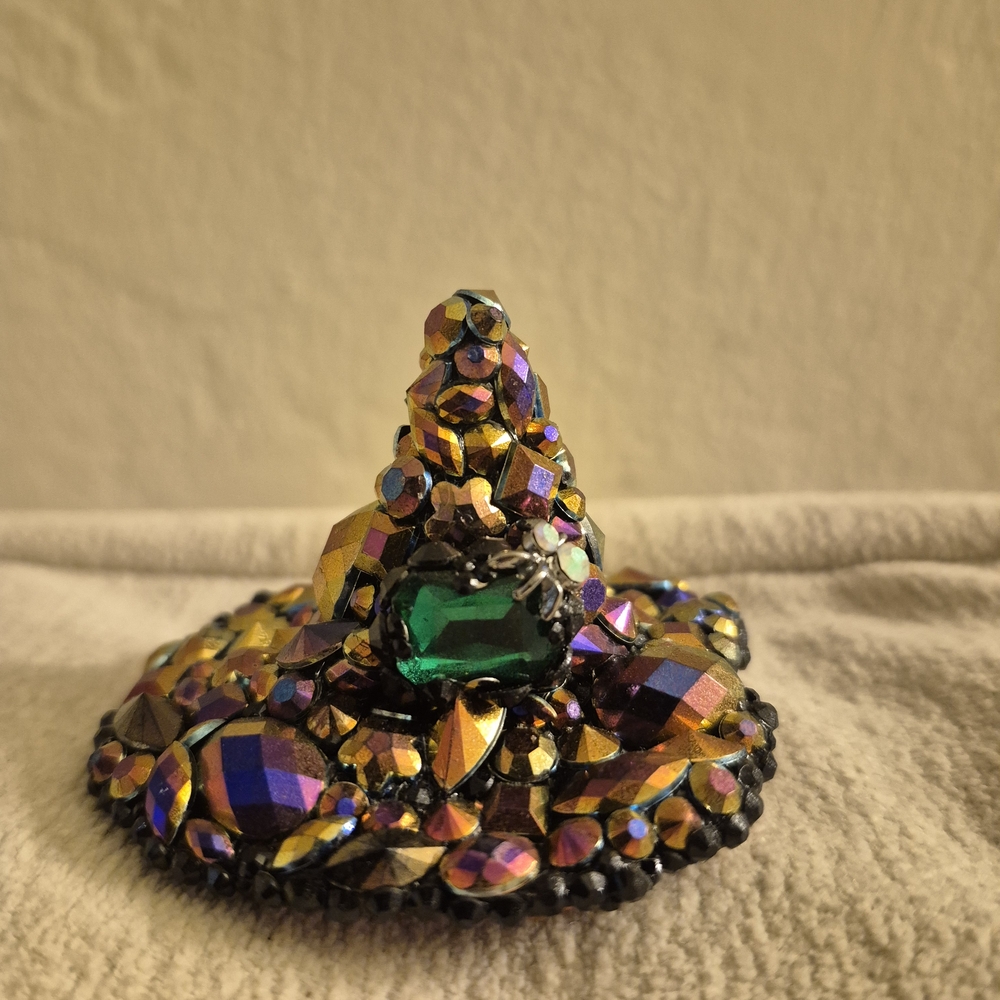 Colorful Bejeweled Witch Hat Brooch